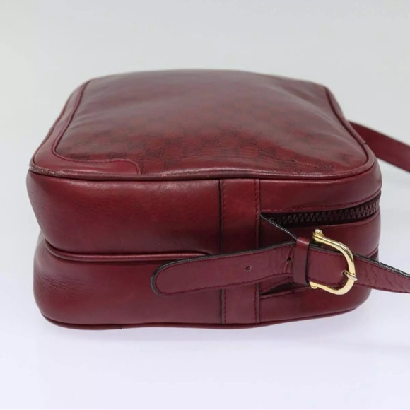 CELINE Macadam Canvas Shoulder Bag Leather Red Gold Authentic fm3695 - Vintage - Picture 2 of 15